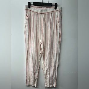 C&C California 100% Linen Pants in White and Red Stripe